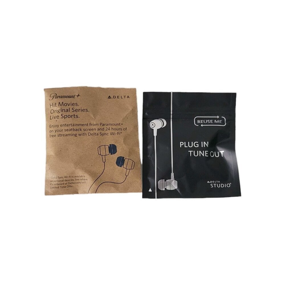 Delta Airlines Earbuds Lot Of 2 One New One Pre-owned
